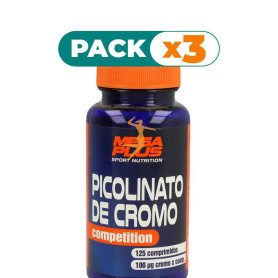 Pack 3x PICOLINATO DE CROMO 125 COMPRIMIDOS MEGAPLUS