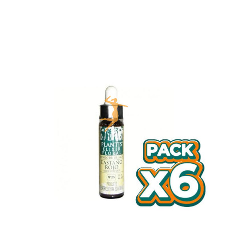 Pack 6x ELIXIR FLORAL 25 CASTAÑO ROJO 10ML PLANTIS