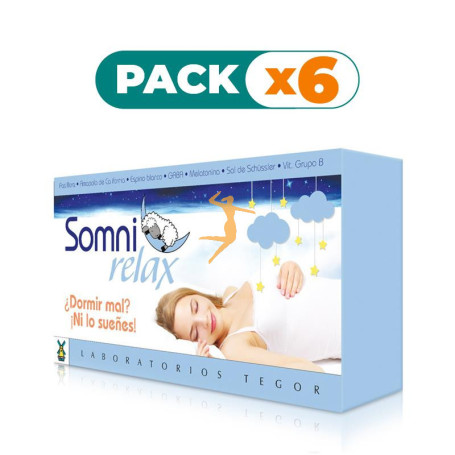 Pack 6x SOMNIRELAX 40 CÁPSULAS TEGOR