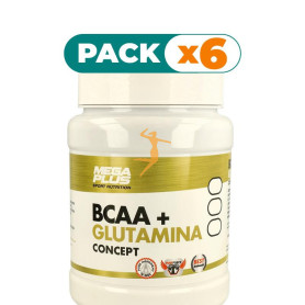 Pack 6x BCAA + GLUTAMINA MANDARINA EXTREME PURITY 600Gr. MEGAPLUS