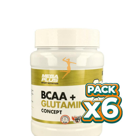 Pack 6x BCAA + GLUTAMINA TROPICAL EXTREME PURITY 600Gr. MEGAPLUS