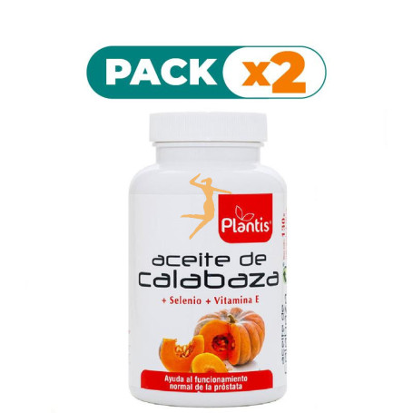 Pack 2x ACEITE DE CALABAZA CON SELENIO 180 CÁPSULAS PLANTIS
