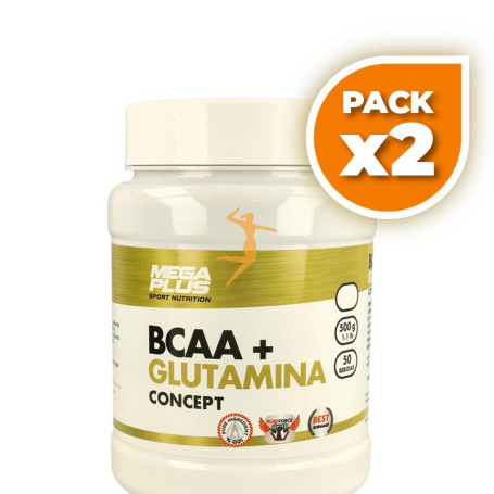Pack 2x BCAA + GLUTAMINA MANDARINA EXTREME PURITY 300Gr. MEGAPLUS