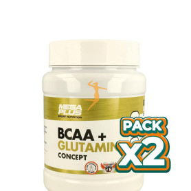 Pack 2x BCAA + GLUTAMINA MANDARINA EXTREME PURITY 600Gr. MEGAPLUS
