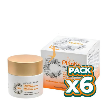 Pack 6x CREMA FACIAL ANTIEDAD+ANTIOXIDANTE CON VIT.C 50ML PLANTIS
