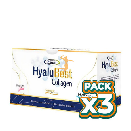 Pack 3x HYALUBEST COLLAGEN 30 STICKS + 30 CÁPSULAS ZEUS