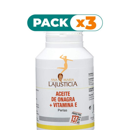 Pack 3x ACEITE DE ONAGRA + VITAMINA E 275 PERLAS ANA M. LAJUSTICIA