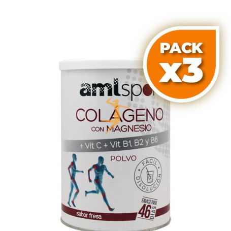 Pack 3x COLÁGENO + MAG + VIT C AML SPORT FRESA 350Gr. ANA MARIA LAJUSTICIA
