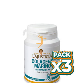 Pack 3x COLÁGENO MARINO CON MAGNESIO SABOR LIMÓN 180 COMPRIMIDOS ANA MARIA LAJUSTICIA