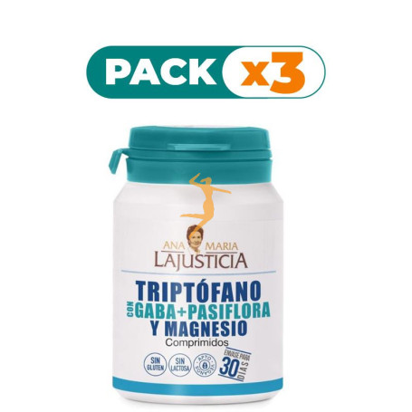 Pack 3x TRIPTOFANO CON GABA + PASIFLORA 60 COMPRIMIDOS ANA M. LAJUSTICIA