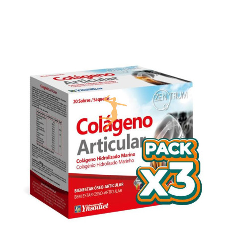Pack 3x COLAGENO ARTICULAR MARINO 20 SOBRES YNSADIET