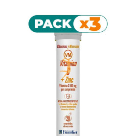Pack 3x VITAMINA C + ZINC EFERVESCENTE 20 TABLETAS YNSADIET