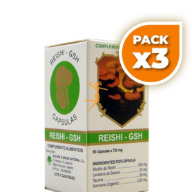 Pack 3x REISHI GSH 725Mg. 60 CÁPSULAS GOLDEN GREEN