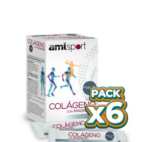 Pack 6x COLÁGENO MAGNESIO Y VITAMINA C 20 STICKS AMLSPORT