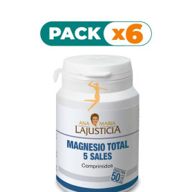 Pack 6x MAGNESIO TOTAL 5 SALES 100 COMPRIMIDOS ANA M. LAJUSTICIA