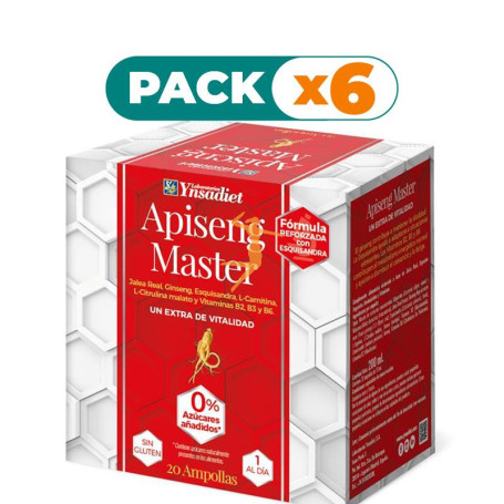 Pack 6x APISENG MASTER 0% AZUCAR CAJA DE 20 AMPOLLAS YNSADIET