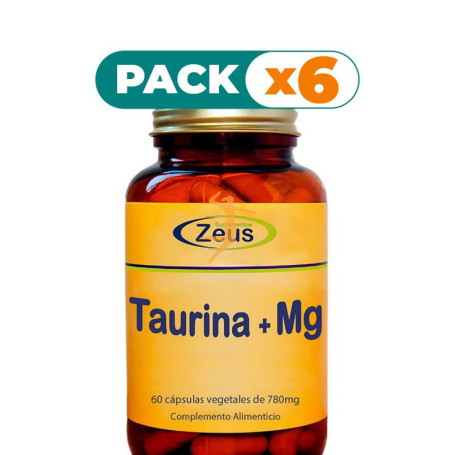 Pack 6x TAURINA + MG 60 CÁPSULAS VEGETALES ZEUS