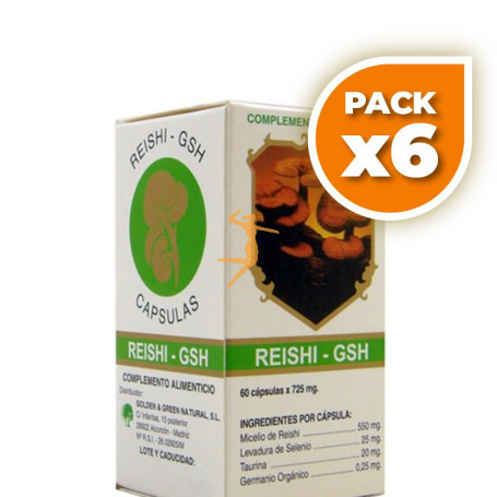 Pack 6x REISHI GSH 725Mg. 60 CÁPSULAS GOLDEN GREEN
