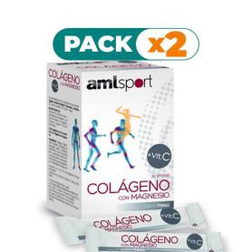 Pack 2x COLÁGENO MAGNESIO Y VITAMINA C 20 STICKS AMLSPORT