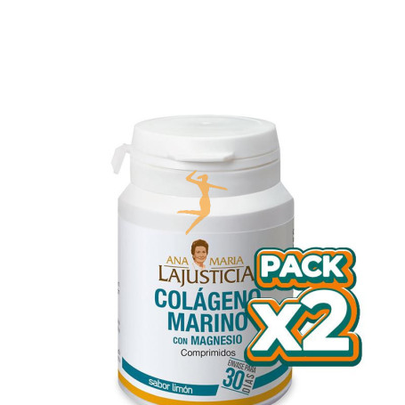 Pack 2x COLÁGENO MARINO CON MAGNESIO SABOR LIMÓN 180 COMPRIMIDOS ANA MARIA LAJUSTICIA