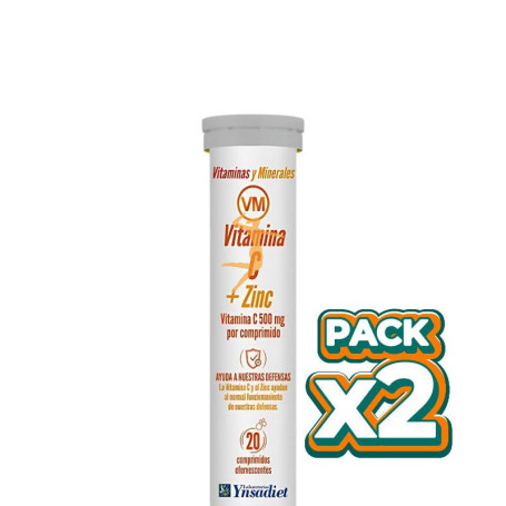 Pack 2x VITAMINA C + ZINC EFERVESCENTE 20 TABLETAS YNSADIET