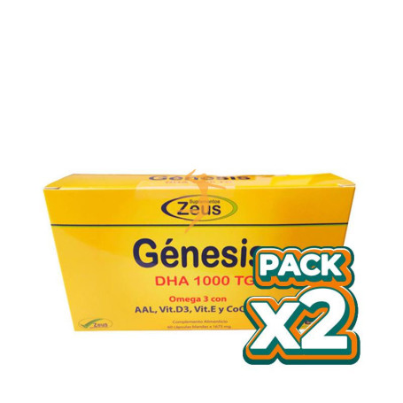 Pack 2x GÉNESIS OMEGA 3 DHA 60 CÁPSULAS 1000MG ZEUS