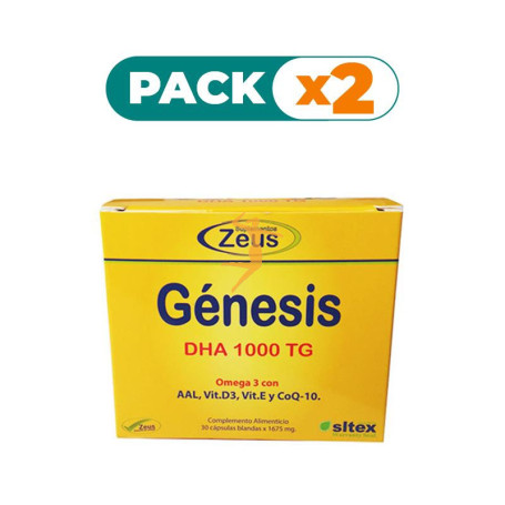 Pack 2x GÉNESIS OMEGA 3 DHA 30 CÁPSULAS 1000MG ZEUS