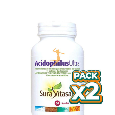 Pack 2x ACIDOPHILUS ULTRA 11.000M.+FOS+AOS 60 CÁPSULAS SURA VITASAN