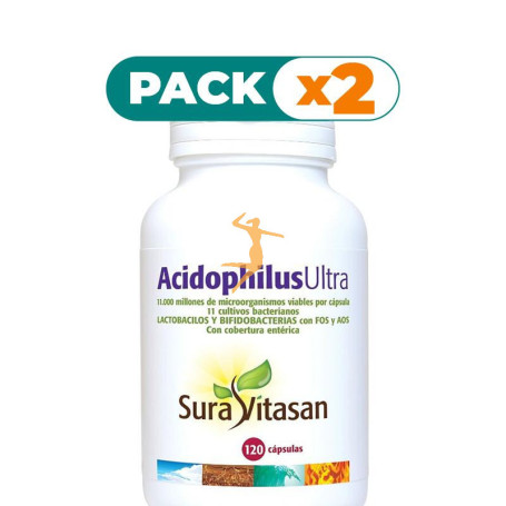 Pack 2x ACIDOPHILUS ULTRA 11.000M.+FOS+AOS 120 CÁPSULAS SURA VITASAN