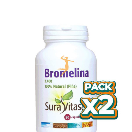 Pack 2x BROMELINA 2.400 500Mg. 90 CÁPSULAS SURA VITASAN