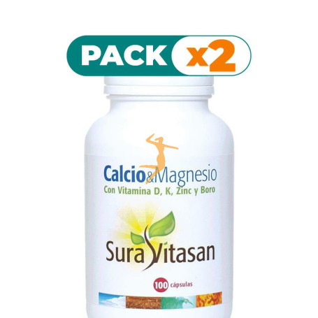 Pack 2x CALCIO & MAGNESIO+D+ZINC+BORO 100 CÁPSULAS SURA VITASAN