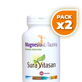 Pack 2x MAGNESIO Y L-TAURINA 90 CÁPSULAS SURA VITASAN