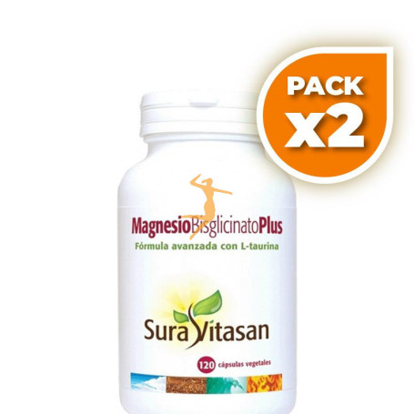 Pack 2x MAGNESIO BISGLICINATO PLUS 120 CÁPSULAS SURA VITASAN