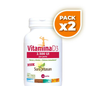 Pack 2x VITAMINA D3 2.500UI 120 PERLAS SURA VITASAN