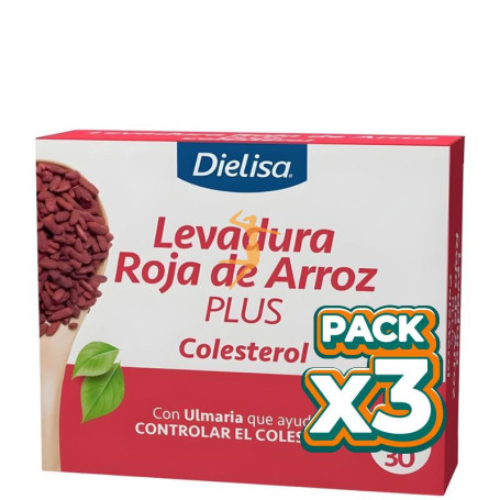 Pack 3x LEVADURA ROJA DE ARROZ PLUS 30 CÁPSULAS DIETISA