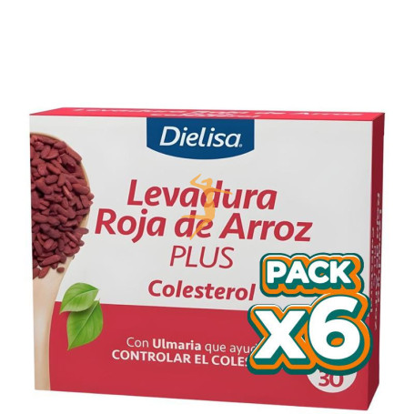 Pack 6x LEVADURA ROJA DE ARROZ PLUS 30 CÁPSULAS DIETISA