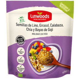 SEMILLAS DE LINO MOLIDAS CON 4 SEMILLAS BIO 425G LINWOODS