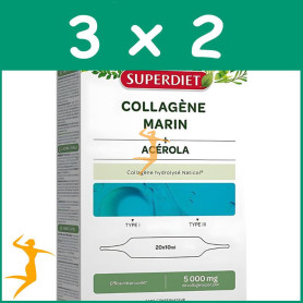 Pack 3x2 COLAGENO MARINO CON ACEROLA 20 AMPOLLAS SUPERDIET