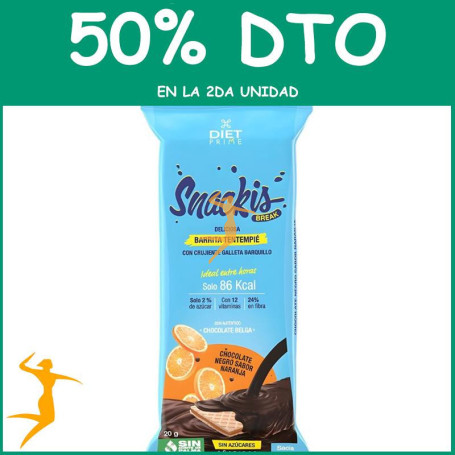 BARRITA SNACKIS BREAK CHOCO NEGRO SABOR NARANJA 20G HERBORA OFERTA 2 UD