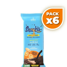 Pack 6x BARRITA SNACKIS BREAK CHOCO NEGRO SABOR NARANJA 20G HERBORA