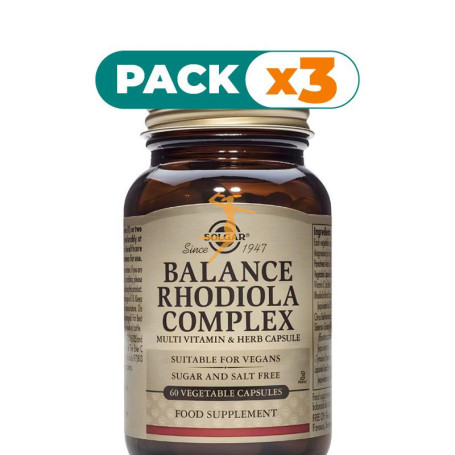 Pack 3x BALANCE RODIOLA COMPLEX 60 CÁPSULAS VEGETALES SOLGAR