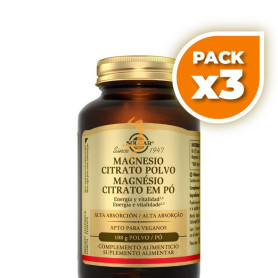 Pack 3x MAGNESIO CITRATO EN POLVO 108G SOLGAR