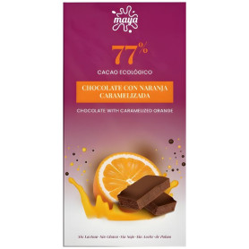 TABLETA CHOCOLATE 77% CON NARANJA CARAMELIZADA 70G MAYA ORGANIC