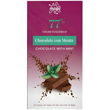 TABLETA DE CHOCOLATE 77% CON MENTA 70G MAYA ORGANIC