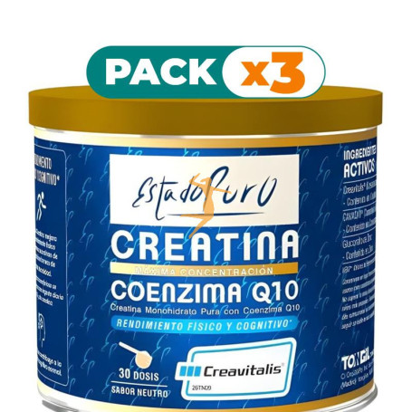 Pack 3x CREATINA MONOHIDRATO CON COENZIMA Q10 ESTADO PURO