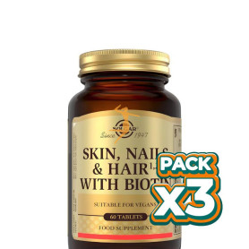 Pack 3x PELO, PIEL Y UÑAS CON BIOTINA 60 COMPRIMIDOS SOLGAR