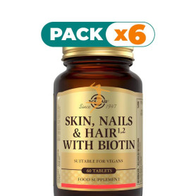 Pack 6x PELO, PIEL Y UÑAS CON BIOTINA 60 COMPRIMIDOS SOLGAR