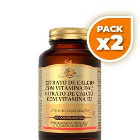 Pack 2x CITRATO DE CALCIO CON VITAMINA D3 60 COMPRIMIDOS SOLGAR