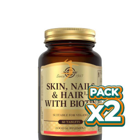 Pack 2x PELO, PIEL Y UÑAS CON BIOTINA 60 COMPRIMIDOS SOLGAR
