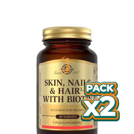 Pack 2x PELO, PIEL Y UÑAS CON BIOTINA 60 COMPRIMIDOS SOLGAR
